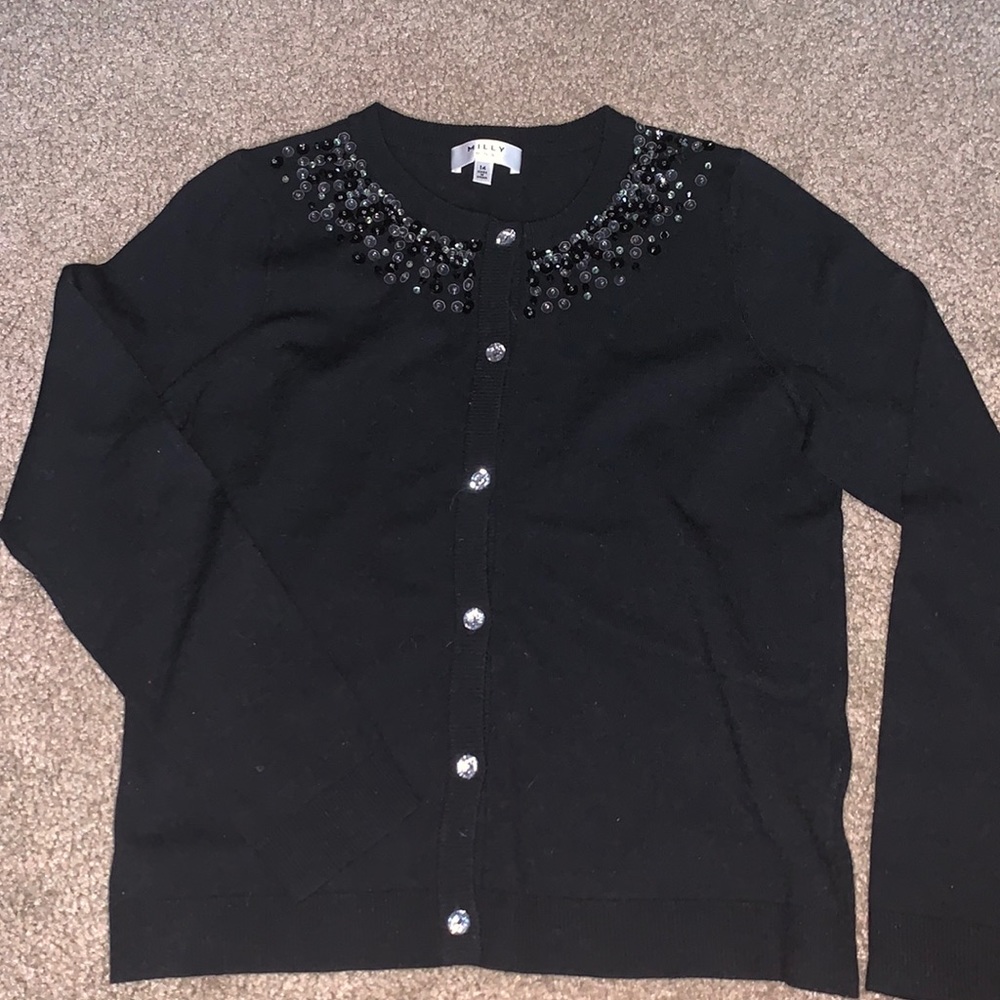 Girls - Milly Mini’s Embroidered Button Up Cardigan